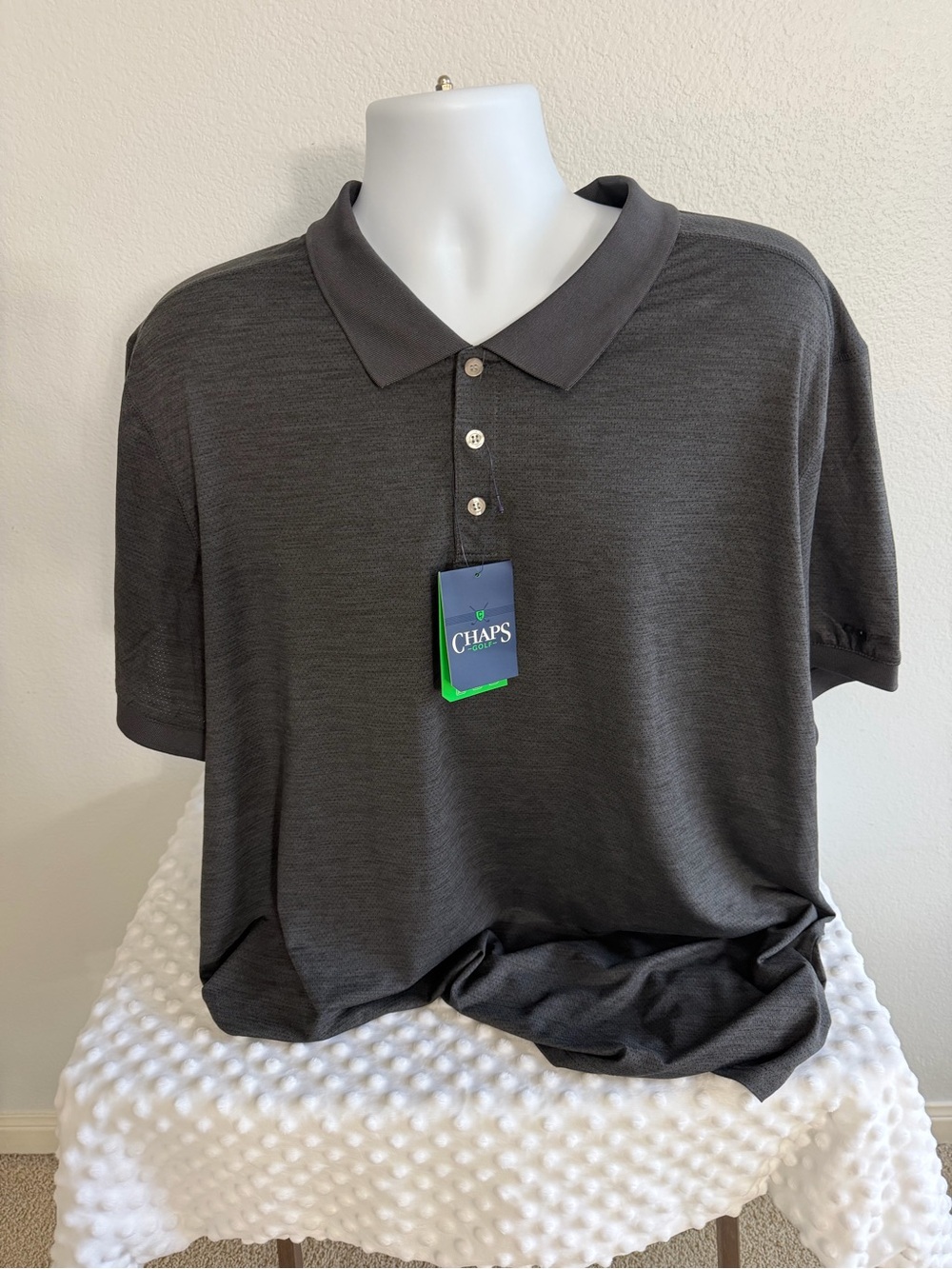 Chaps Men’s Short Sleeve Polo Shirt - Black Onyx